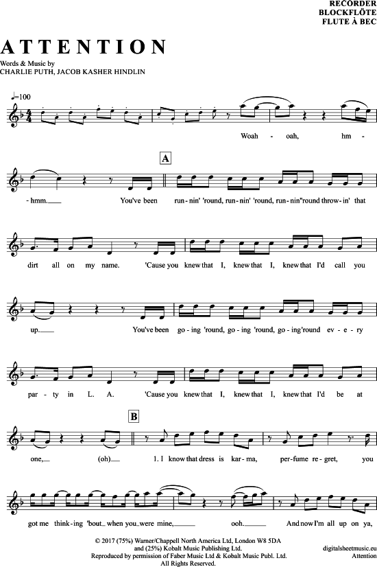 Product gallery: Page 1 of 5 Attention , Charlie Puth, (recorder)