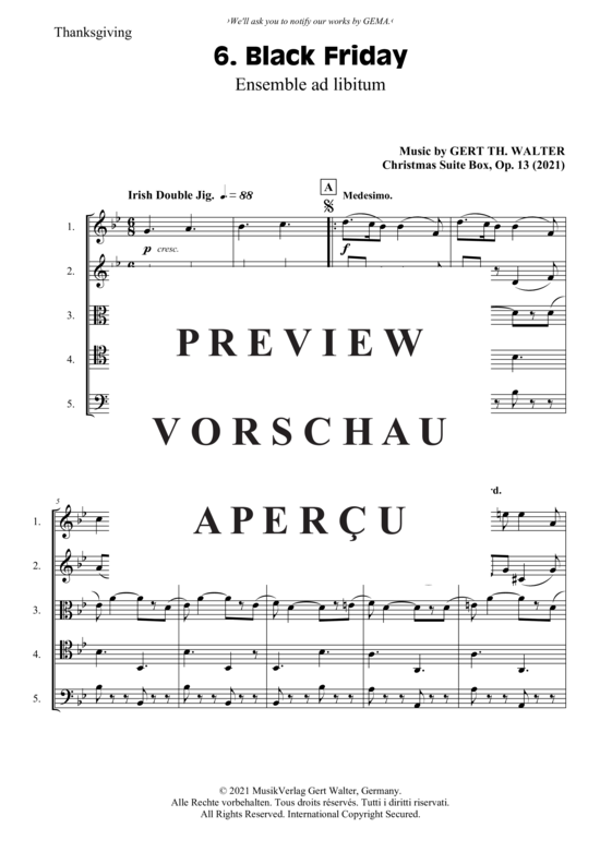 Produktgalerie: Seite 2 von 2 Black Friday (Flexibles Quintett) , ,  (Stimmen in C, B, G, F, Es)