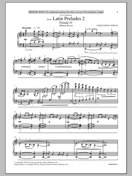 Product gallery: Page 1 of 1 Prelude IV (Bossa Nova) (from Latin Preludes 2), Christopher Norton