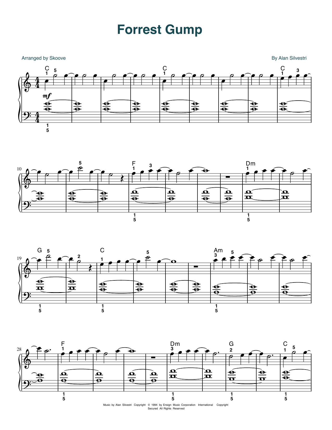 Produktbild zu: Forrest Gump - Main Title (Feather Theme) (arr. Skoove)