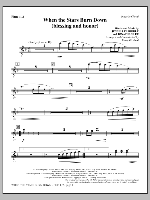 Produktgalerie: Seite 1 von 1 When The Stars Burn Down (Blessing And Honor) - Flute 1 & 2, Camp Kirkland, Chor