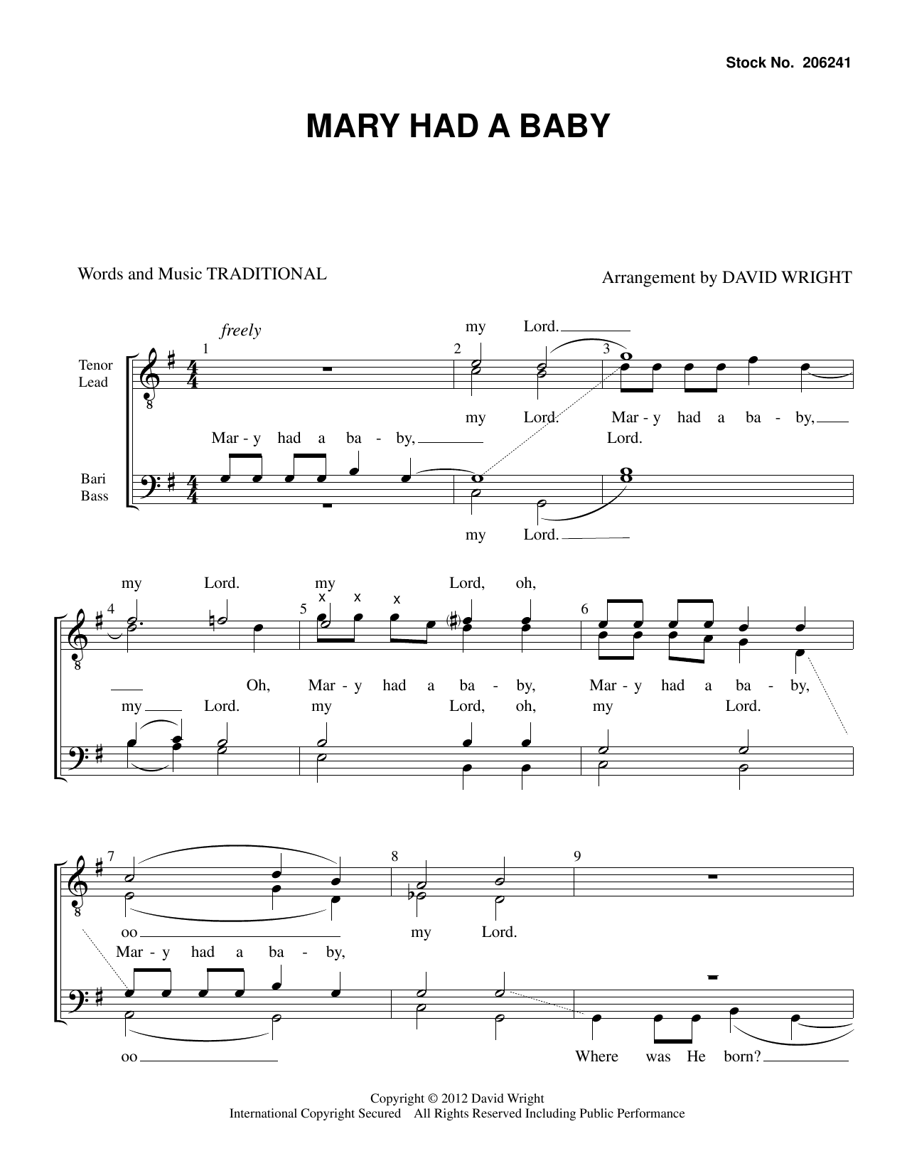 Product picture to: Mary Had A Baby (arr. David Wright)