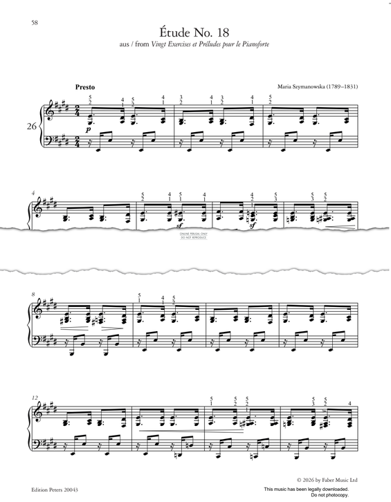 Produktgalerie: Seite 1 von 1 Étude No. 18, Maria Szymanowska, Klavier