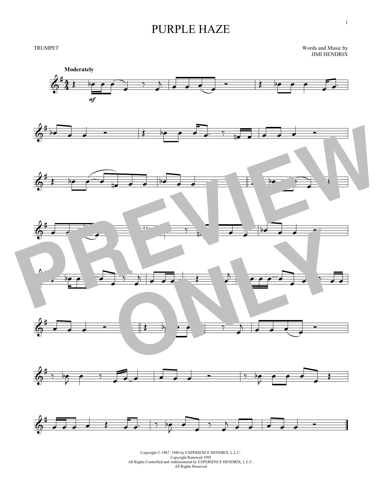 Produktgalerie: Seite 1 von 1 Purple Haze, Jimi Hendrix, Trompete