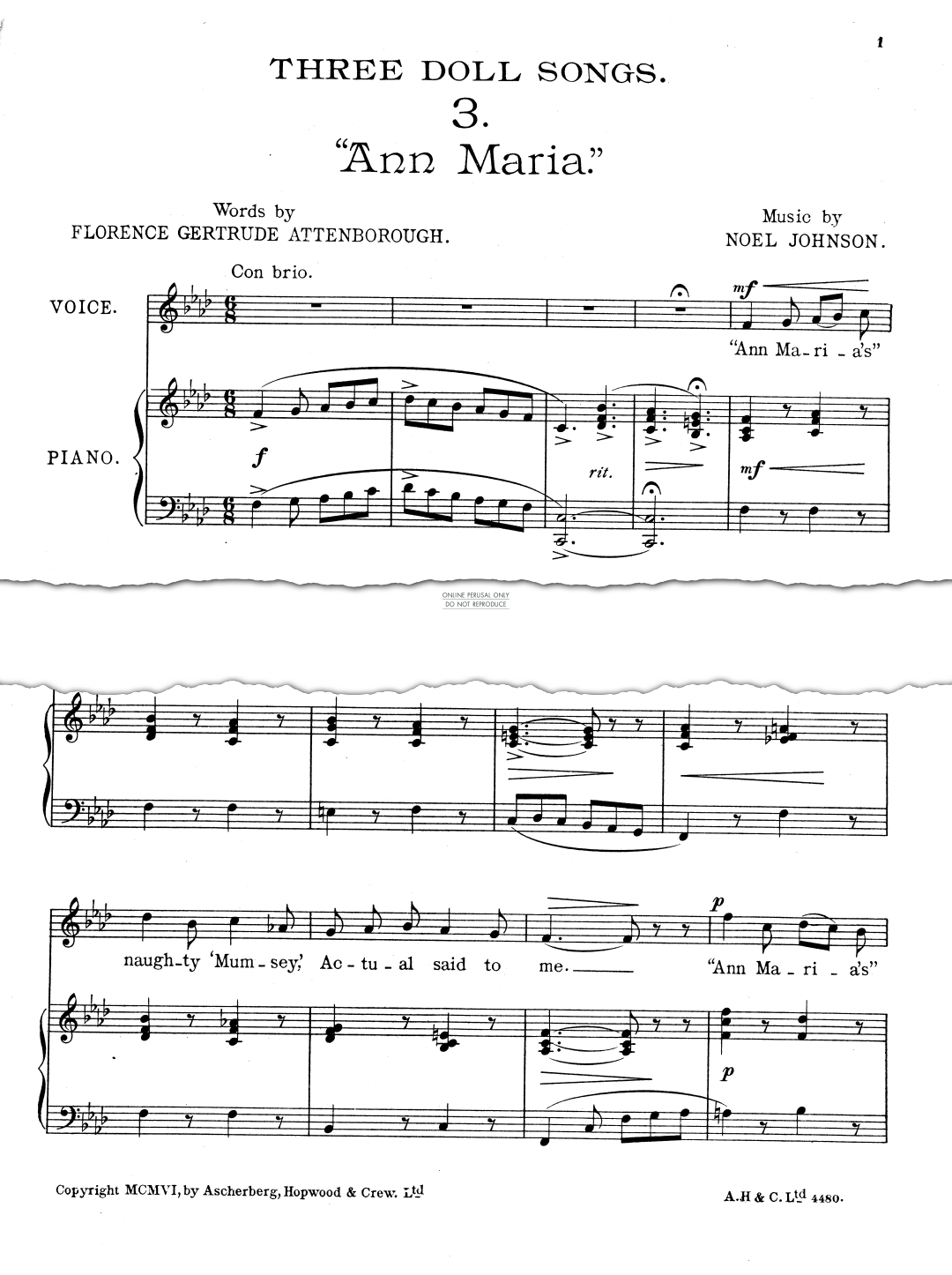 Produktgalerie: Seite 1 von 1 Ann Maria (from 'Cycle Of Three Doll Songs'), , Gesang, Klavier