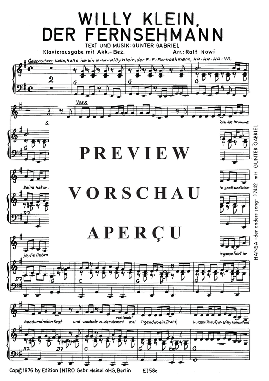 Produktgalerie: Seite 4 von 5 Willy Klein, der Fernsehmann, Gabriel, 	Gunter, Klavier und Gesang