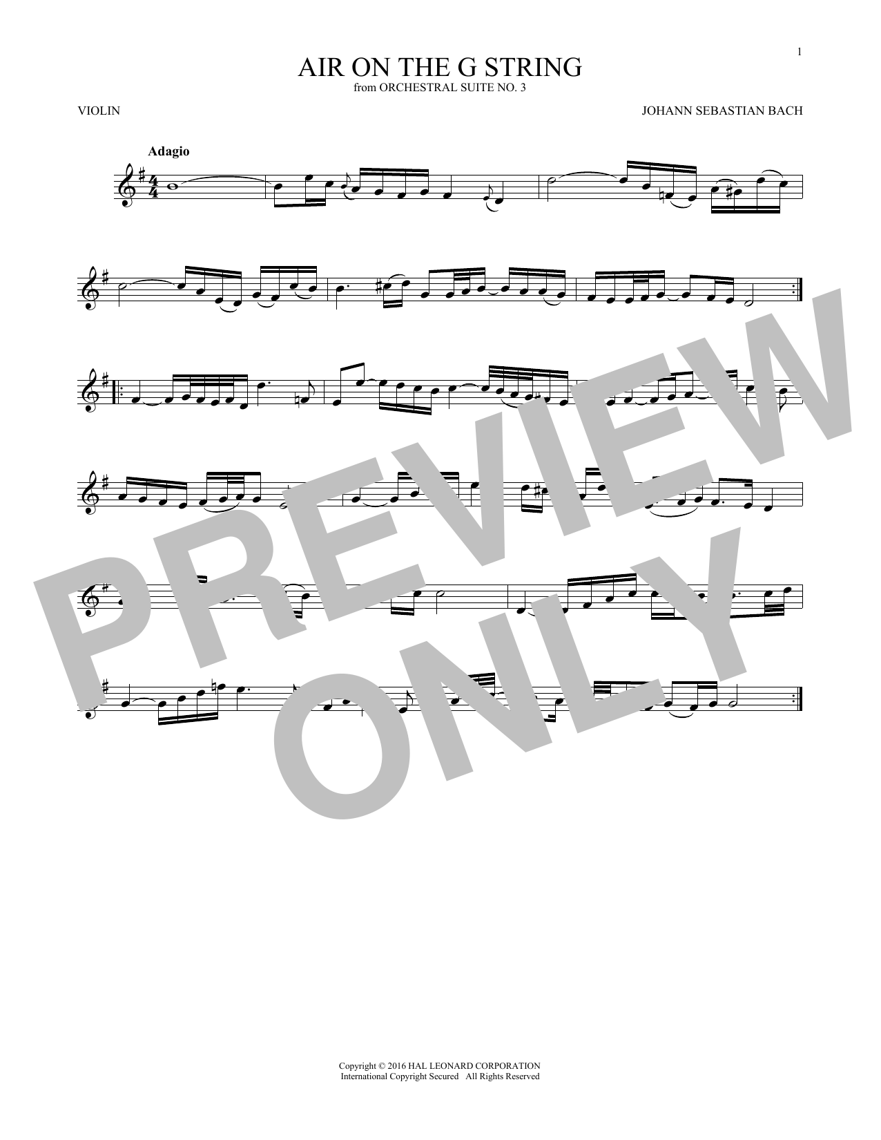 Produktgalerie: Seite 1 von 1 Air (Air On The G String), Johann Sebastian Bach, Violine