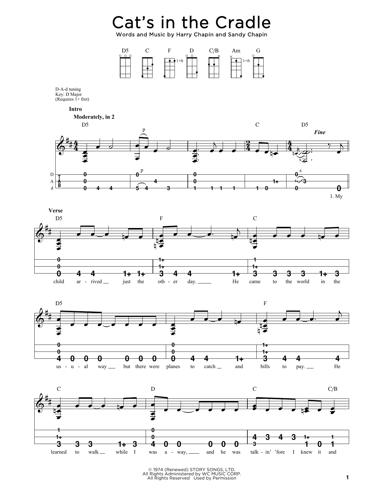 Produktgalerie: Seite 1 von 1 Cat's In The Cradle (arr. Steven B. Eulberg), Harry Chapin, Laute