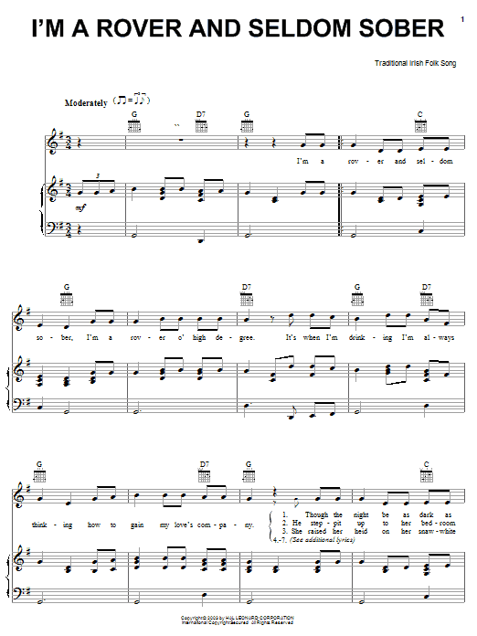 Produktgalerie: Seite 1 von 1 I'm A Rover And Seldom Sober, Irish Folksong, Gesang, Gitarre, Klavier