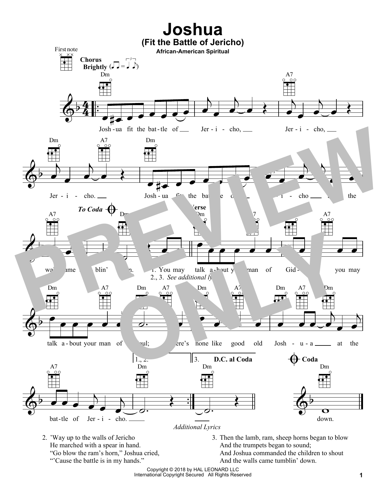 Product gallery: Page 1 of 1 Joshua (Fit The Battle Of Jericho), African-American Spiritual