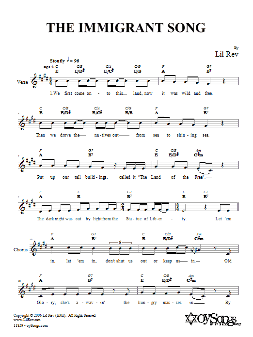 Product gallery: Page 1 of 1 The Immigrant Song, Lil Rev