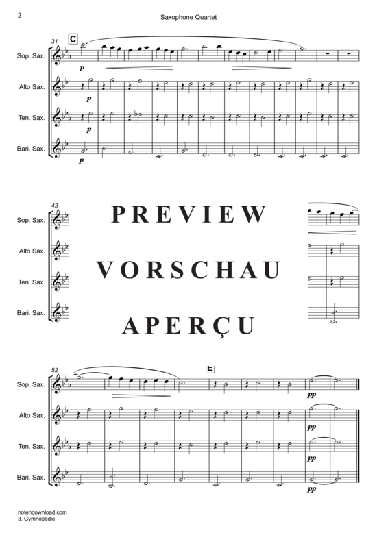 Product gallery: Page 3 of 7 Gymnopedie No. 3 , , (Saxophone Quartet SATB)