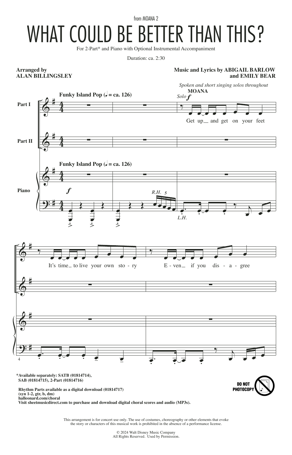 Product picture to: What Could Be Better Than This? (from Moana 2) (arr. Alan Billingsley)