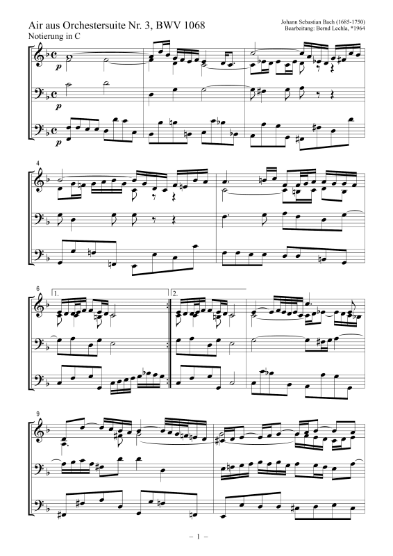 Produktbild zu: Air aus Orchestersuite Nr. 3, BWV 1068Johann Sebastian Bach