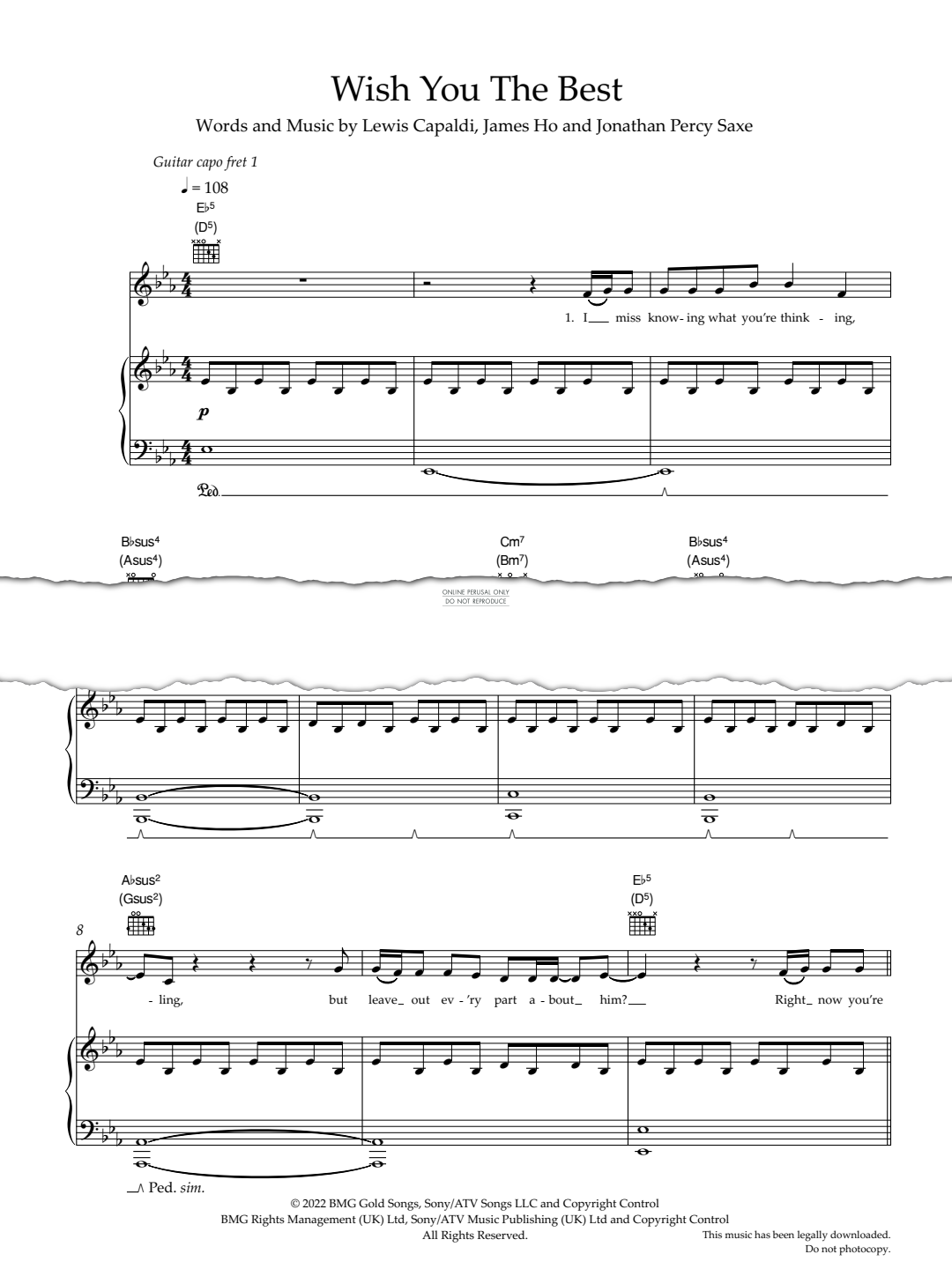 Produktgalerie: Seite 1 von 1 Wish You The Best, Lewis Capaldi, Gesang, Gitarre, Klavier