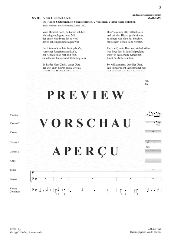 Produktgalerie: Seite 4 von 11 Vom Himmel hoch (Partitur), , Gemischtes Ensemble CCATB, 2 Violinen, Violon und BC