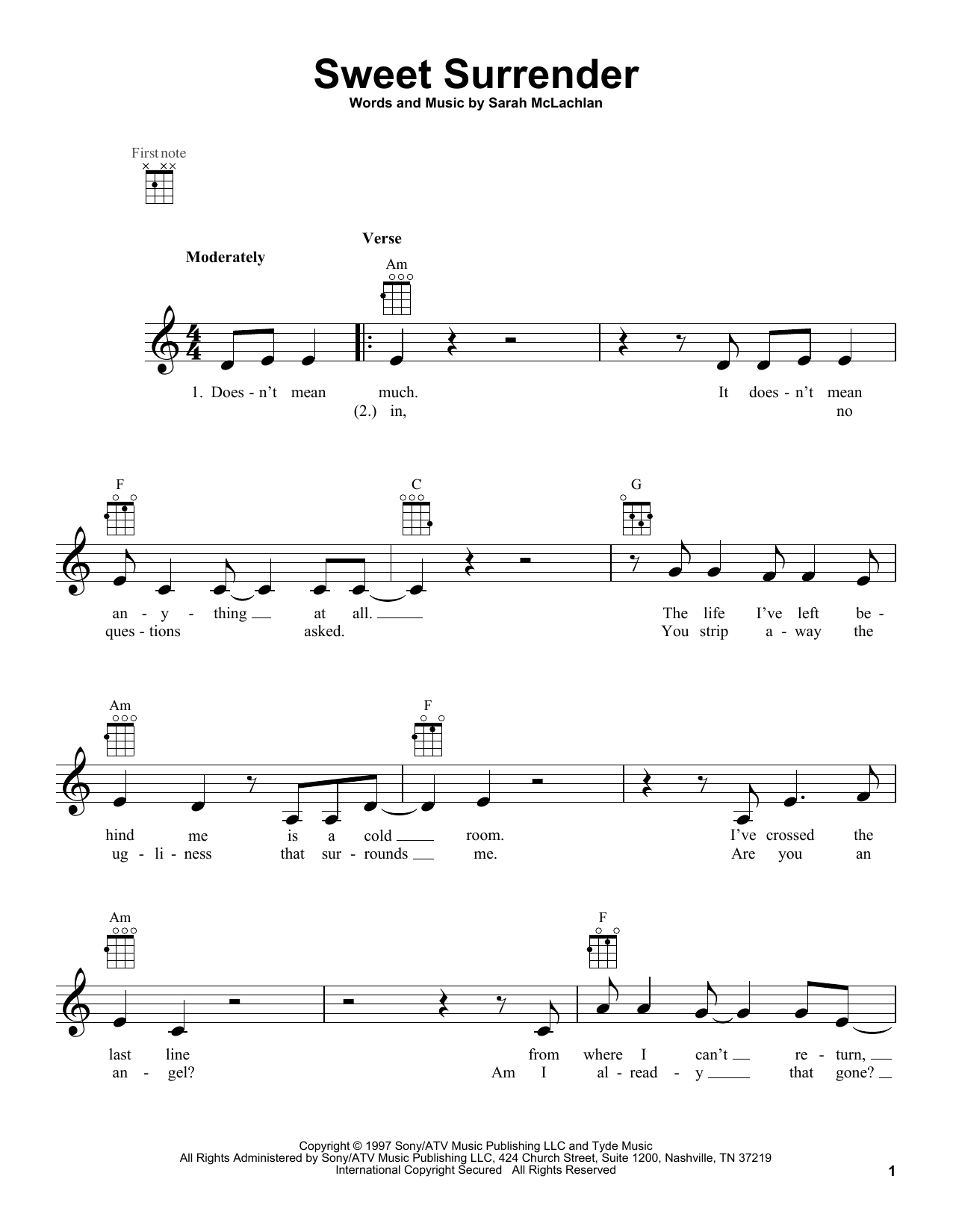 Product gallery: Page 1 of 1 Sweet Surrender, Sarah McLachlan