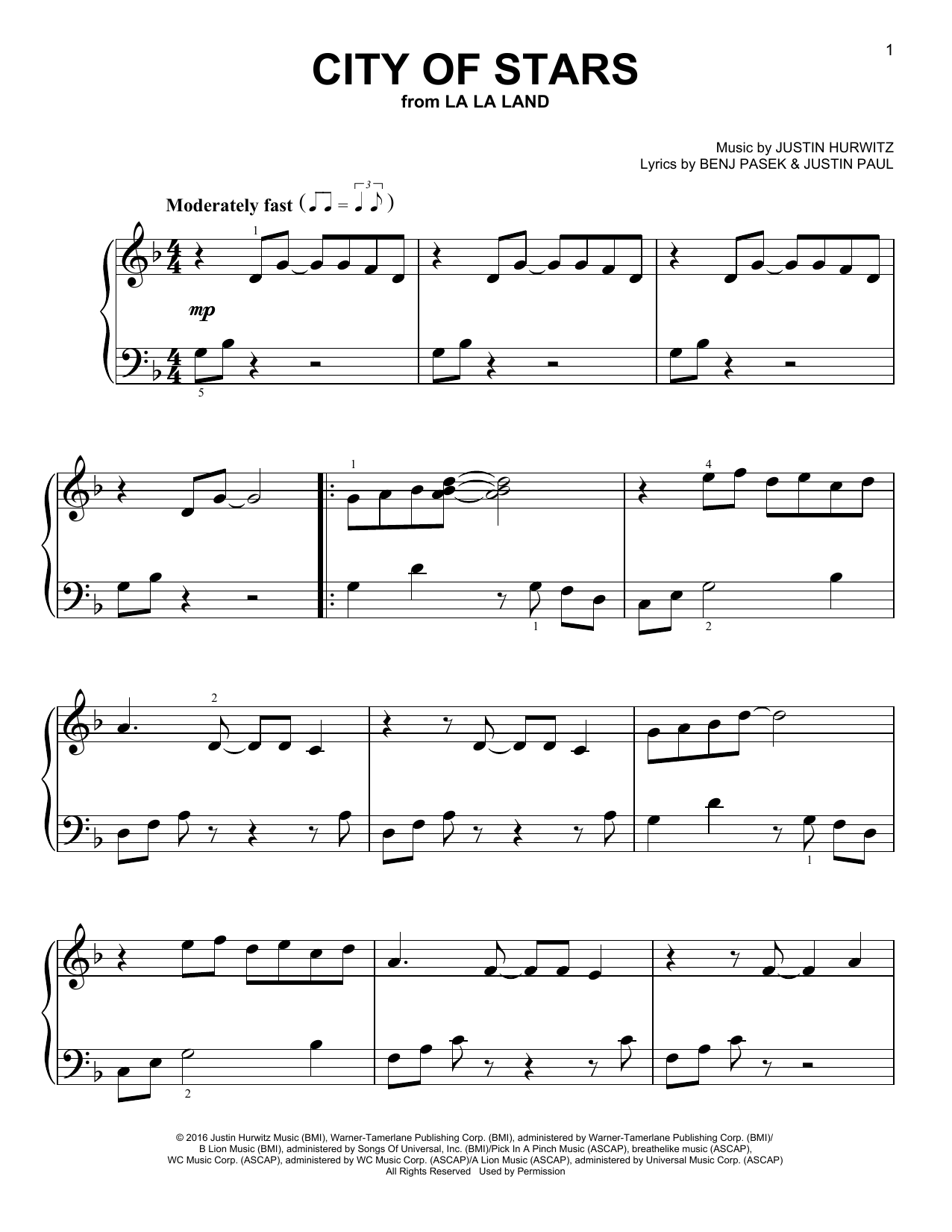 Produktbild zu: City Of Stars (from La La Land)