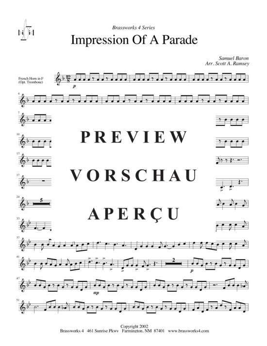 Produktgalerie: Seite 10 von 15 Impression of a Parade, , (2xTrompete in B/C, Horn in F, Posaune)