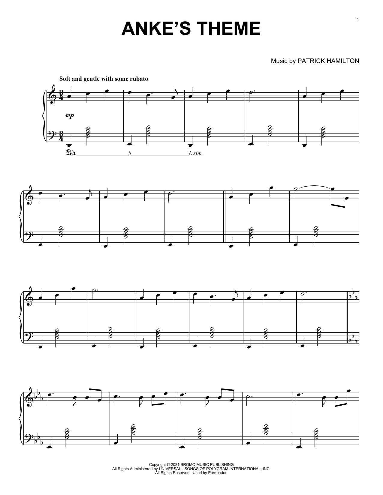 Produktgalerie: Seite 1 von 1 Anke's Theme, Patrick Hamilton, Klavier