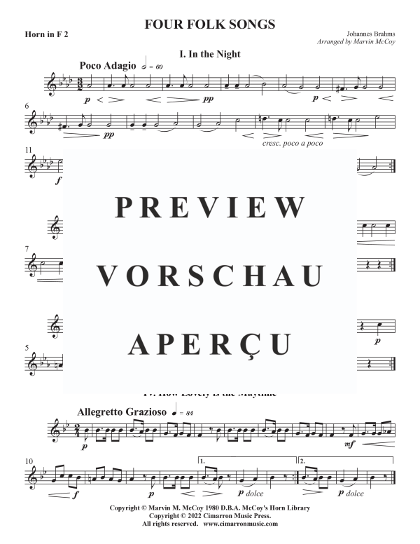 Product gallery: Page 8 of 10 Four Folk Songs, , Horn Quartet