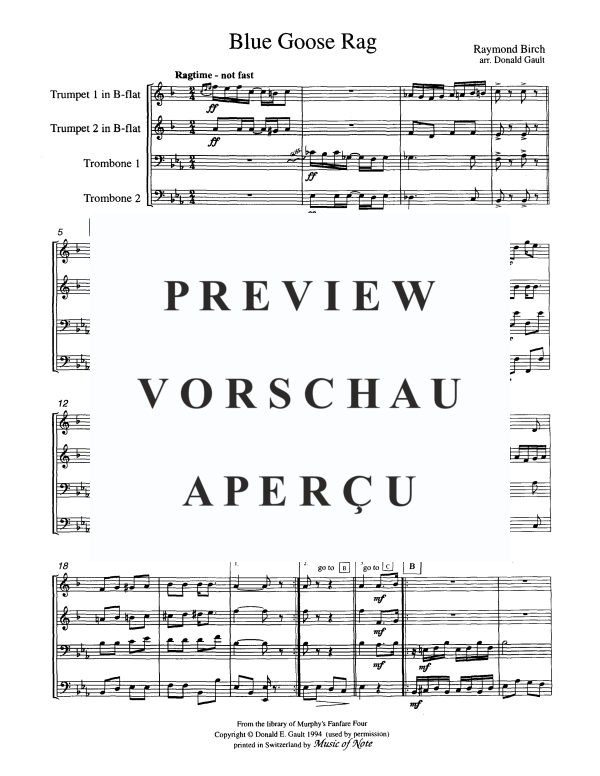 Produktgalerie: Seite 3 von 10 Blue Goose Rag, , Blechbläser Quartett