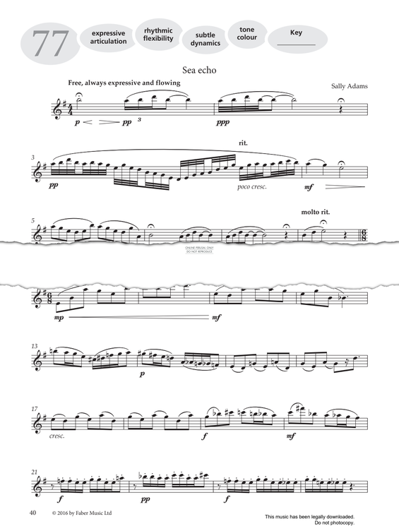 gallery: Study No.77 'Sea Echo' (from 'More Graded Studies For Saxophone Book Two'), Sally Adams, Saxophon