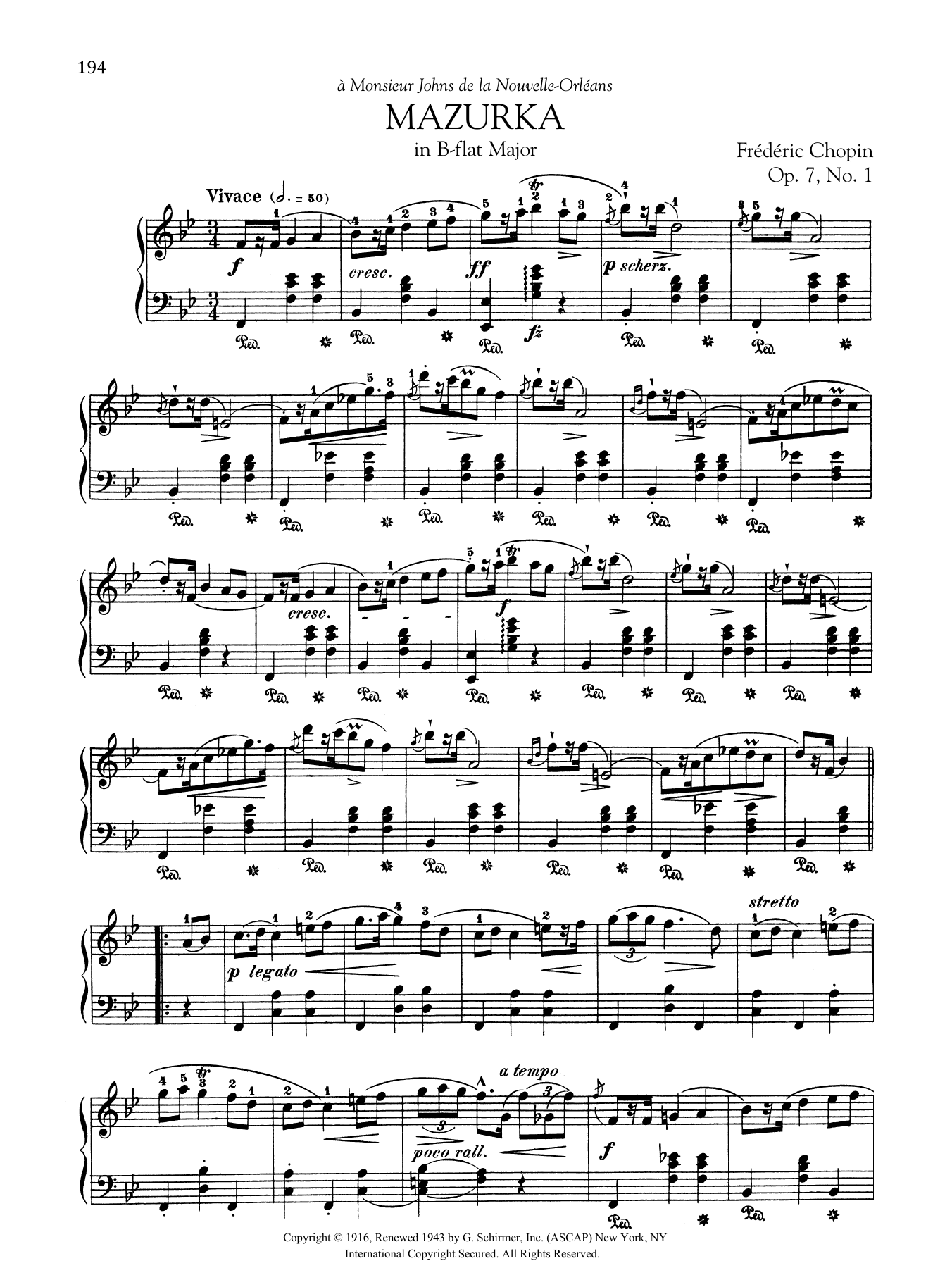 Product gallery: Page 1 of 1 Mazurka in B-flat Major, Op. 7, No. 1, Frédéric Chopin