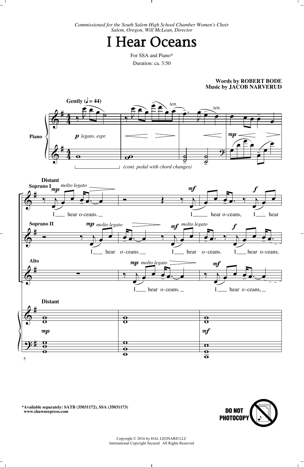 Produktgalerie: Seite 1 von 1 I Hear Oceans, Jacob Narverud, Chor