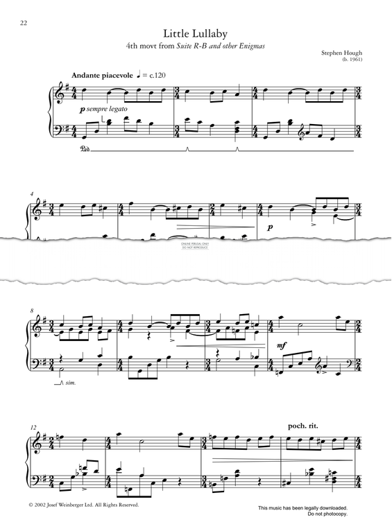 Produktgalerie: Seite 1 von 1 Little Lullaby (4th movt from Suite R-B and other Enigmas), Stephen Hough, Klavier