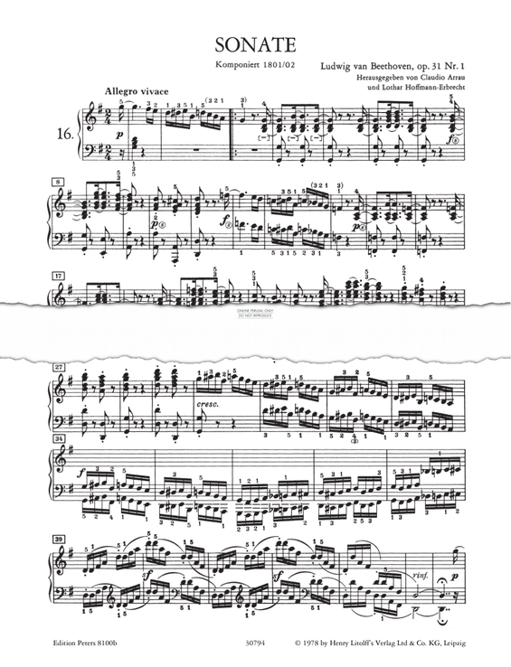 Produktbild zu: Piano Sonata No. 16 In G Major Op.31, No.1