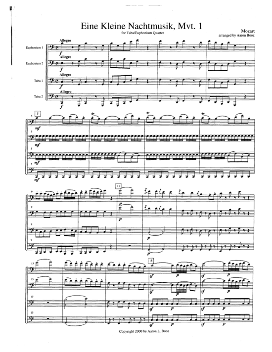 Product picture to: Eine Kleine Nachtmusik, Mvt. 1 Wolfgang Amadeus Mozart