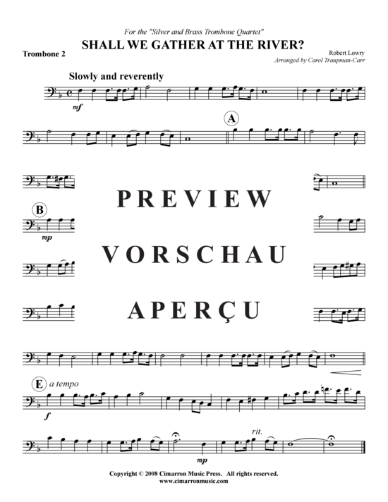 Product gallery: Page 5 of 7 Shall We Gather at the River? , , (Trombone Quartet)