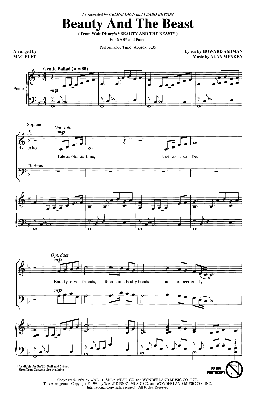 Produktgalerie: Seite 1 von 1 Beauty And The Beast (arr. Mac Huff), Celine Dion & Peabo Bryson, Chor