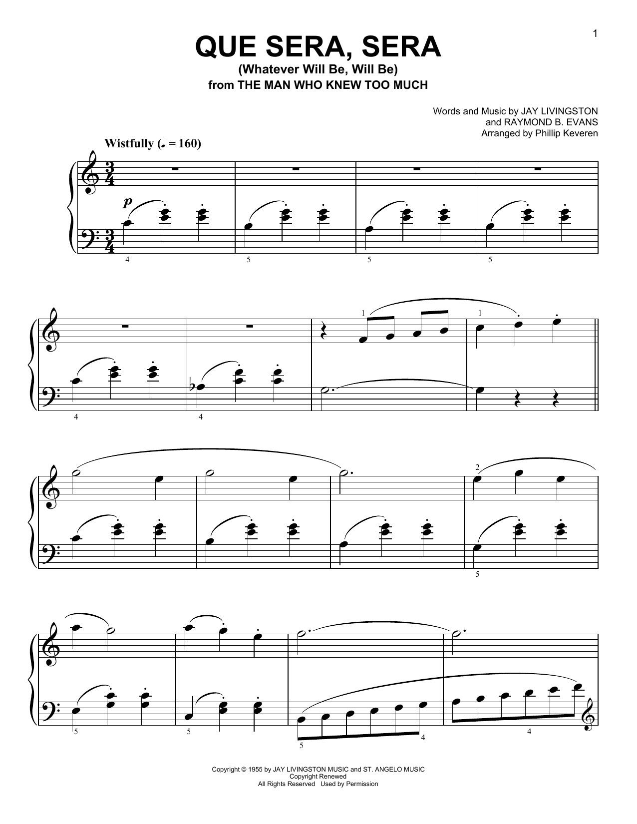 Produktbild zu: Que Sera, Sera (Whatever Will Be, Will Be) [Classical version] (arr. Phillip Keveren)