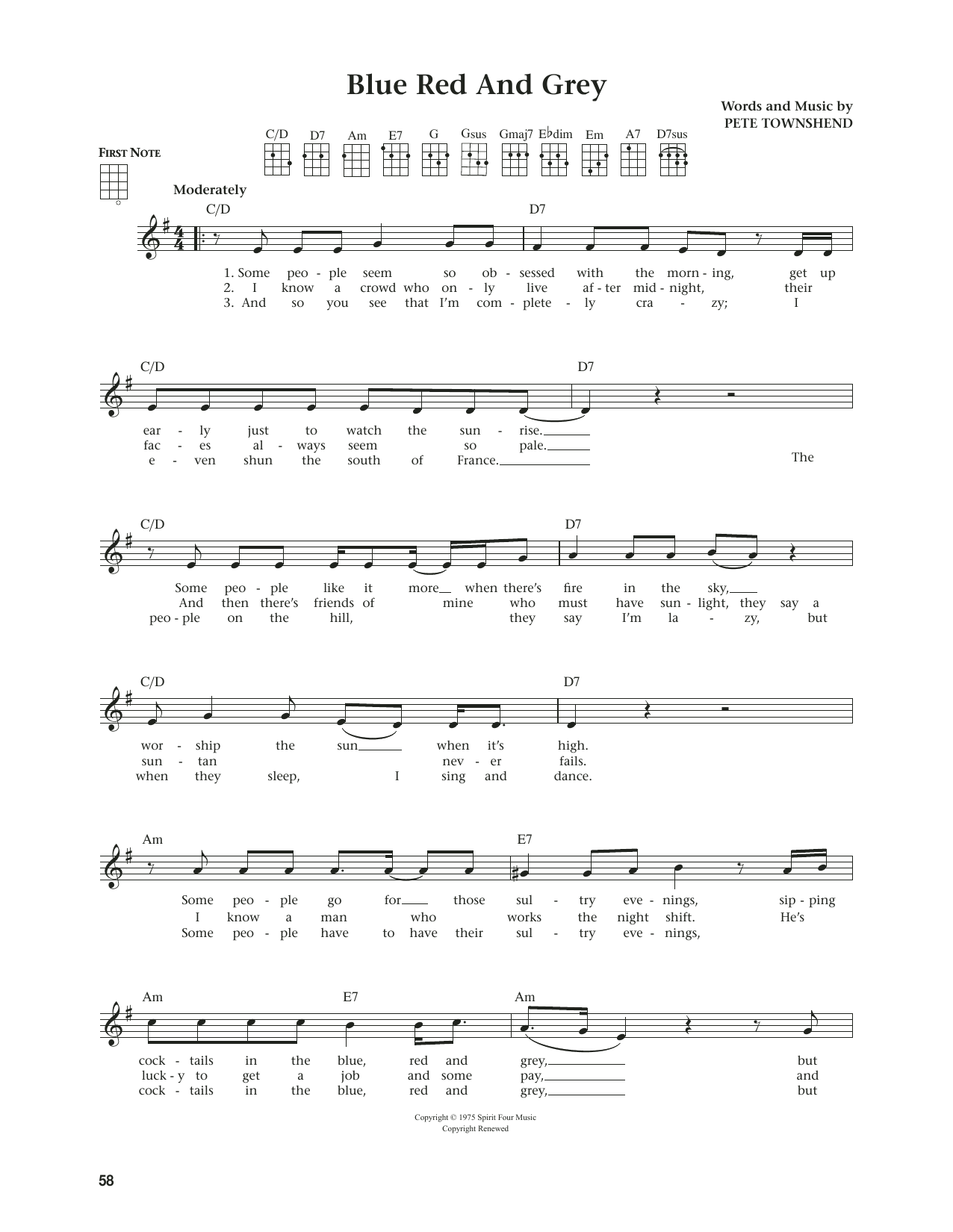 Product gallery: Page 1 of 1 Blue Red And Grey (from The Daily Ukulele) (arr. Jim Beloff), The Who