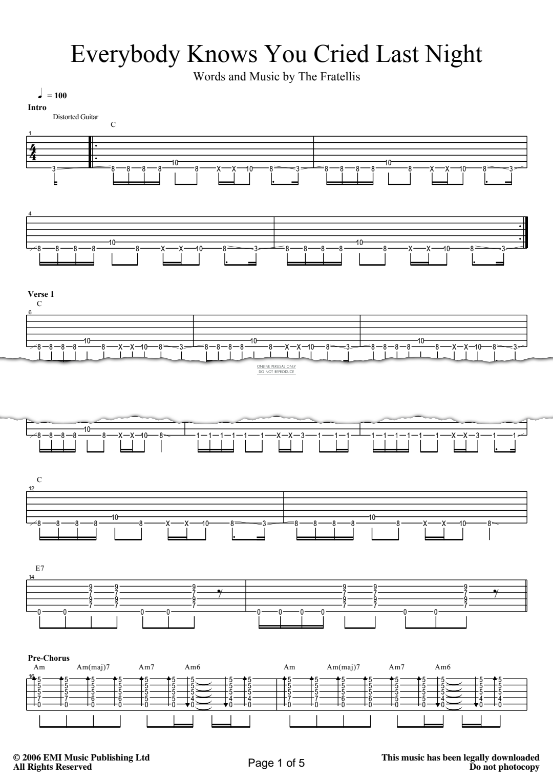 Product gallery: Page 1 of 1 Everybody Knows You Cried Last Night, The Fratellis