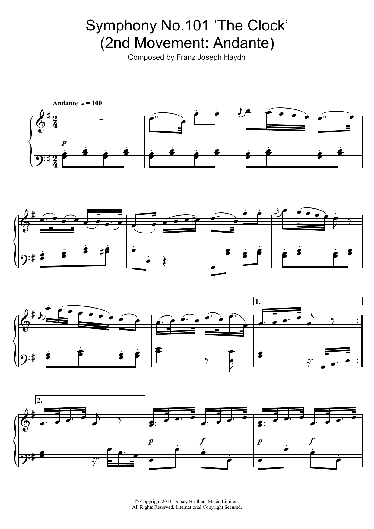 Product picture to: Symphony No.101 'The Clock' (2nd Movement: Andante)