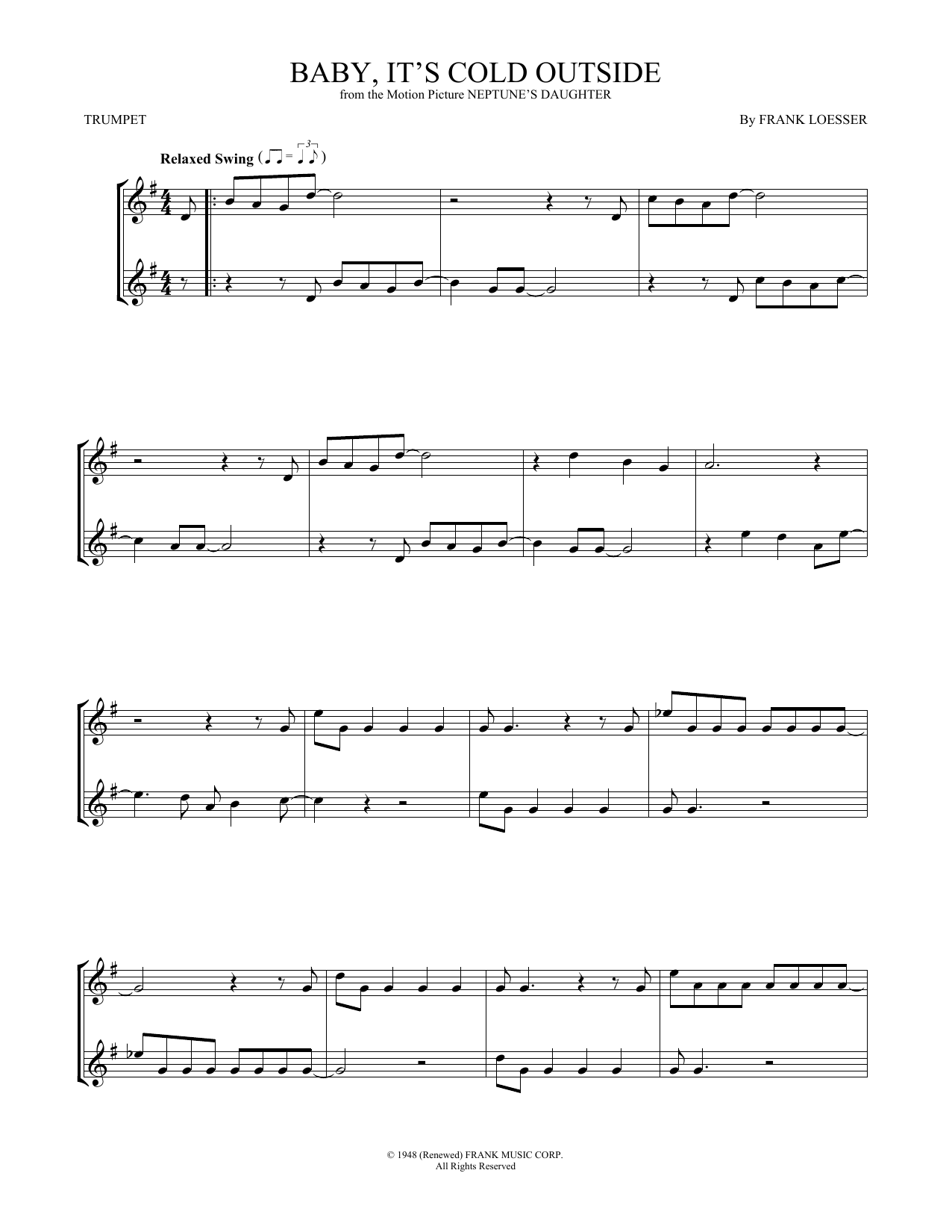 Produktgalerie: Seite 1 von 1 Baby, It's Cold Outside, Frank Loesser, Trompete