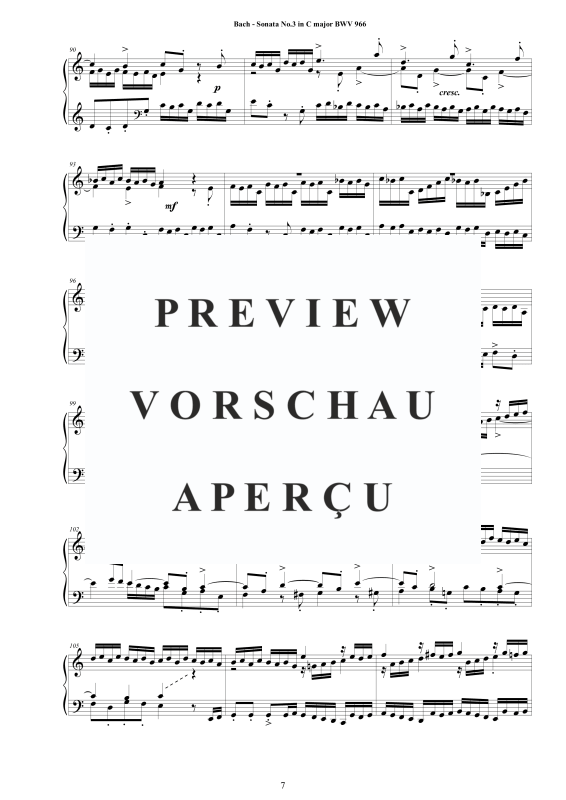 Produktgalerie: Seite 8 von 11 Sonate Nr. 3 in C-Dur BWV 966 - nach Johann Adam Reincken, , Cembalo/Klavier Solo