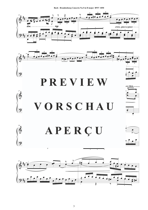 Product gallery: Page 4 of 11 Brandenburg Concerto No. 5 in D major BWV 1050, , Solo Piano