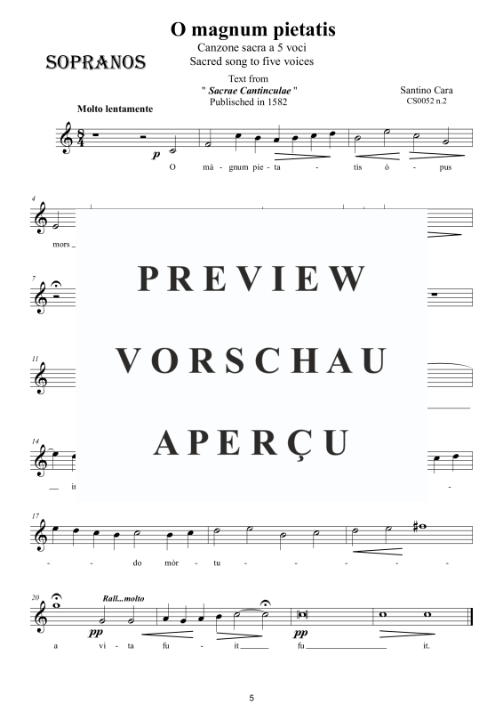 Product gallery: Page 6 of 10 O magnum pietatis - Canzone, , Mixed Choir 5-Part Saatb A Cappella