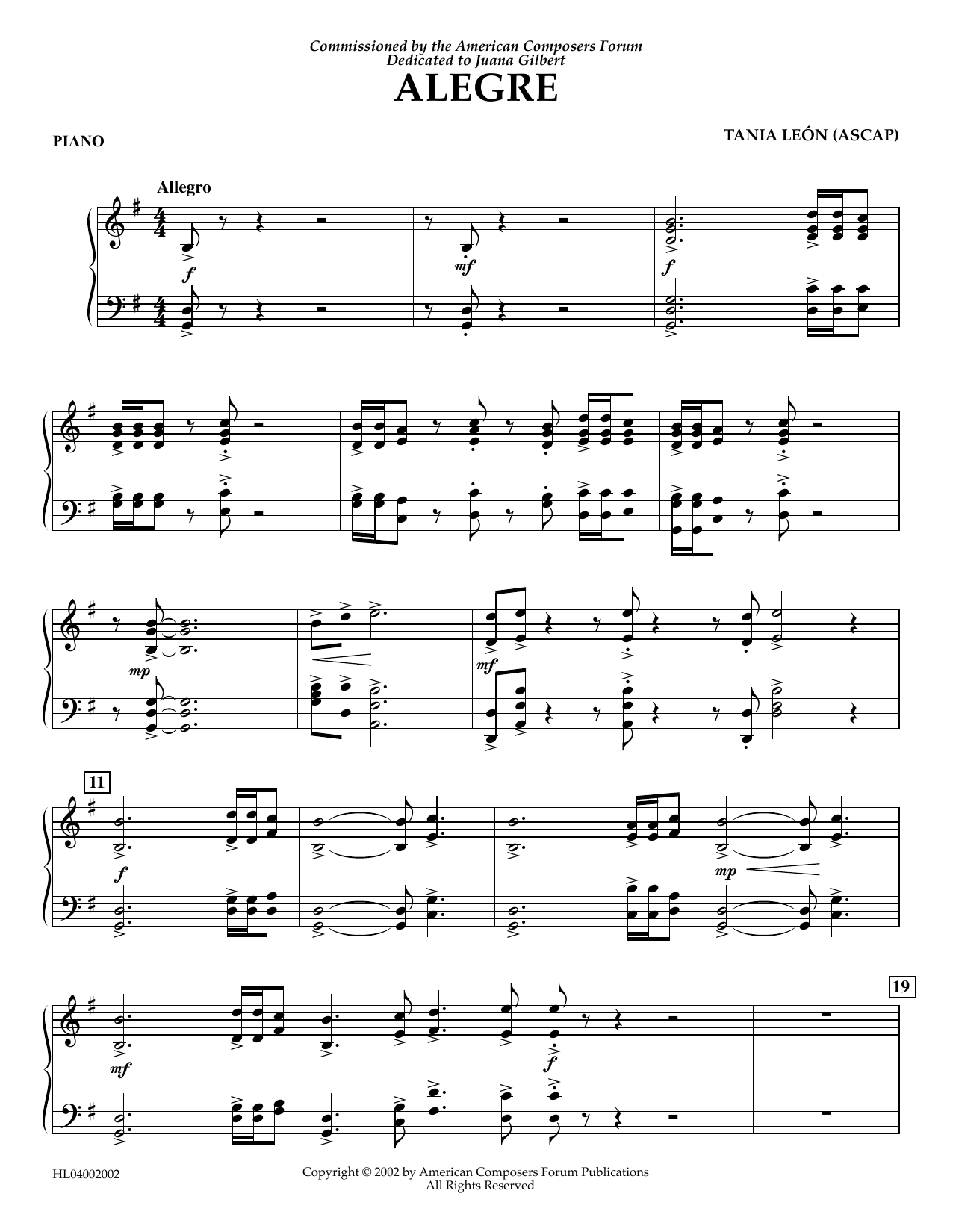 Produktgalerie: Seite 1 von 1 Alegre - Piano, Tania Leon, Ensemble