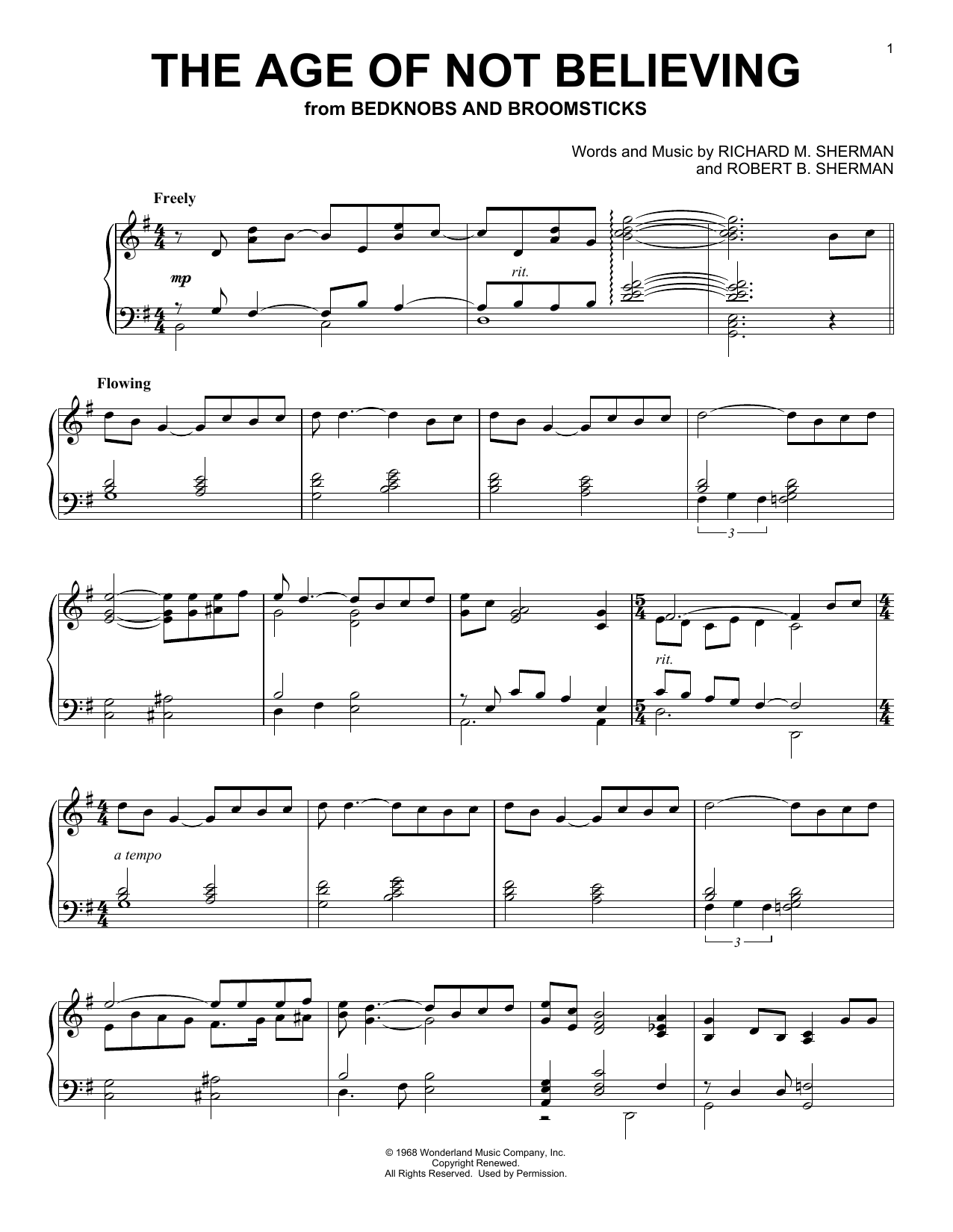 Produktbild zu: The Age Of Not Believing (from Bedknobs And Broomsticks)