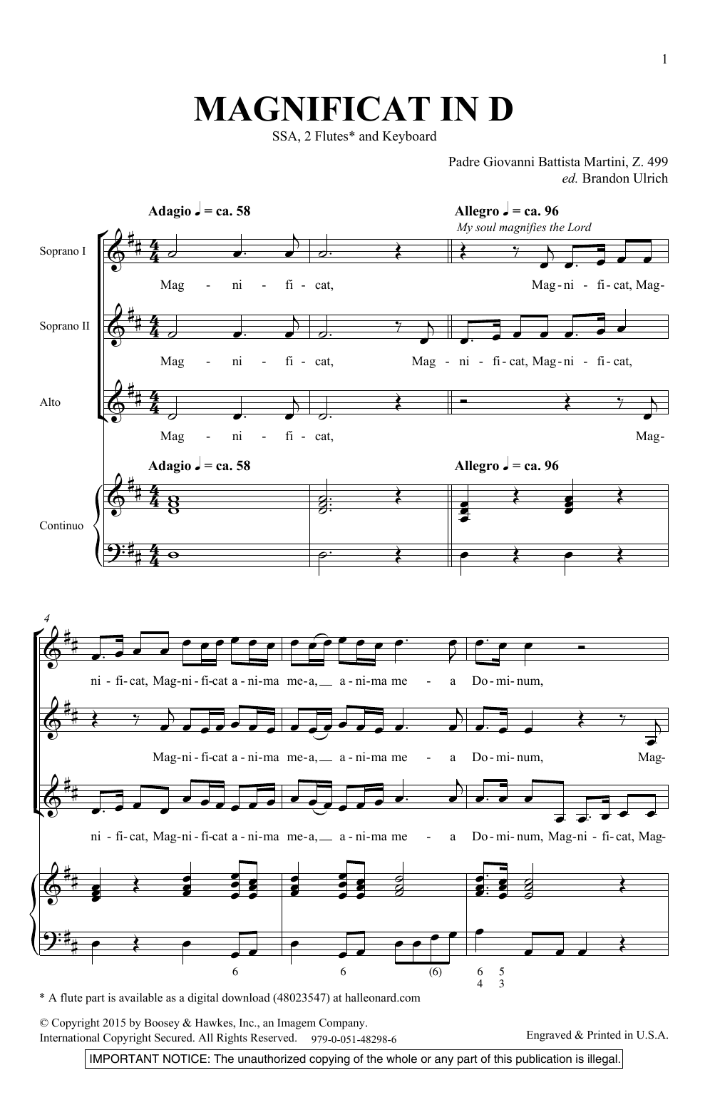 Product gallery: Page 1 of 1 Magnificat In D, Brandon Ulrich