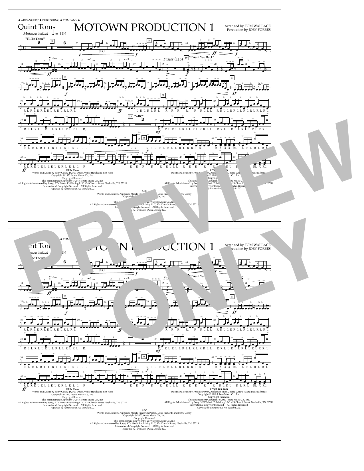 Produktbild zu: Motown Production 1(arr. Tom Wallace) - Quint-Toms