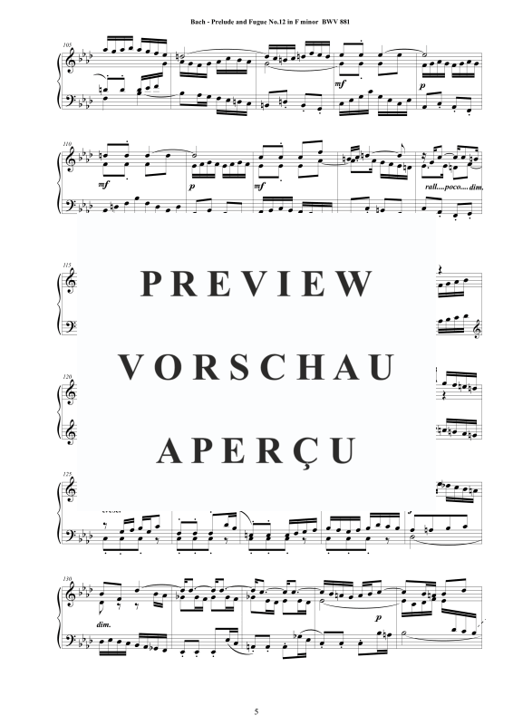 Product gallery: Page 6 of 7 Prelude and Fugue No. 12 in F minor BWV 881, , Solo Piano