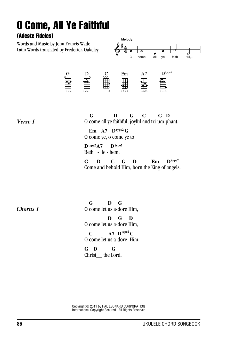 Produktgalerie: Seite 1 von 1 O Come, All Ye Faithful (Adeste Fideles), Frederick Oakeley, Ukulele