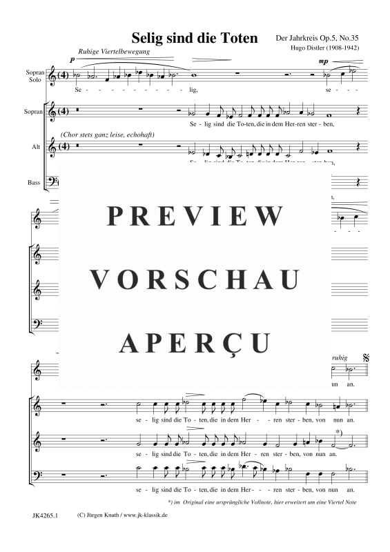 Selig sind die Toten (Der Jahrkreis, Op.5, Nr.35)
