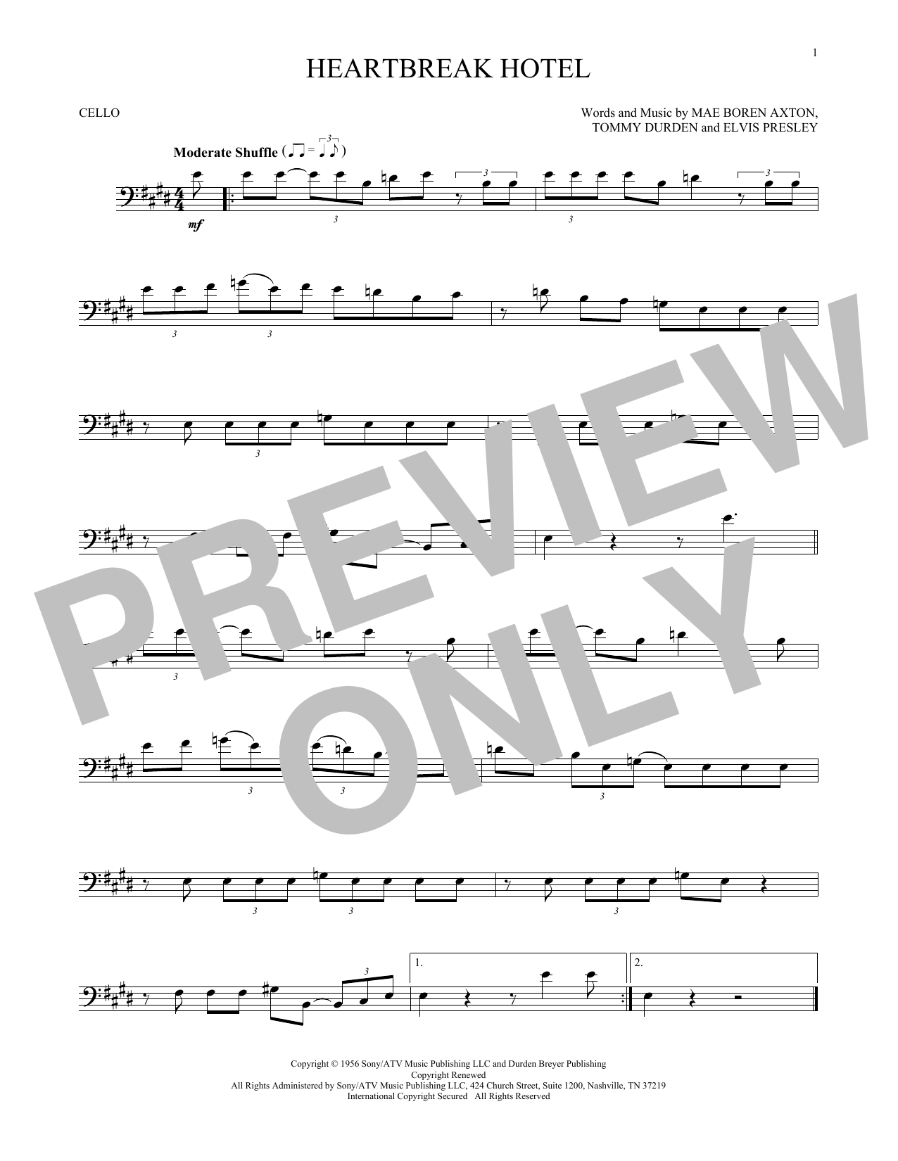 Produktgalerie: Seite 1 von 1 Heartbreak Hotel, Elvis Presley, Violoncello